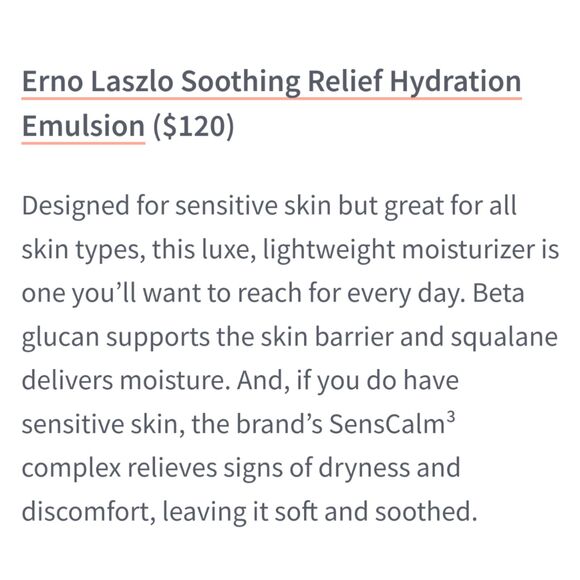 ERNO LASZLO Soothing Relief Hydration Emulsion Beta Glucan Squalane MSRP $120 - Picture 2 of 8